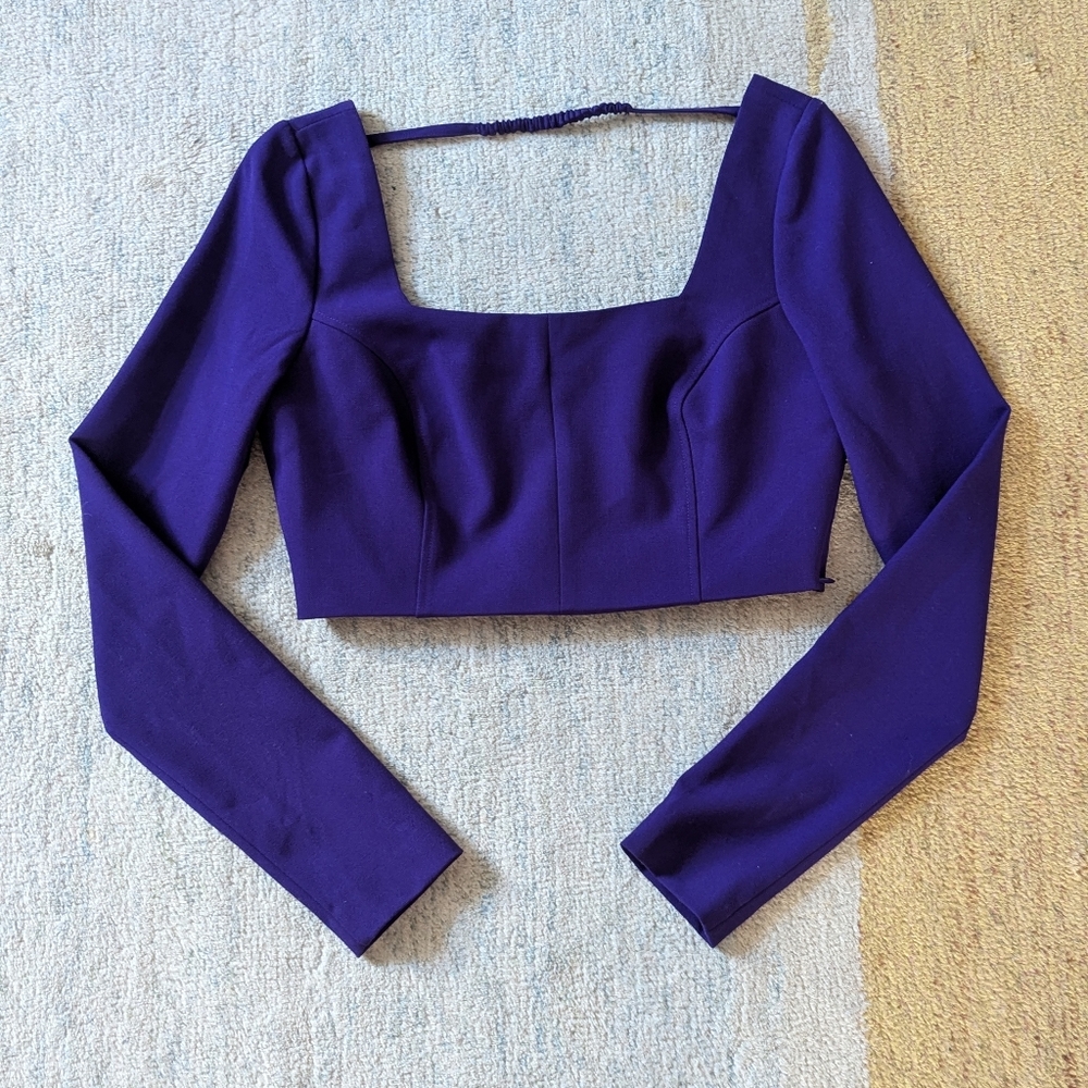 NWOT ZARA PURPLE LONG SLEEVE CROP TOP SIZE M